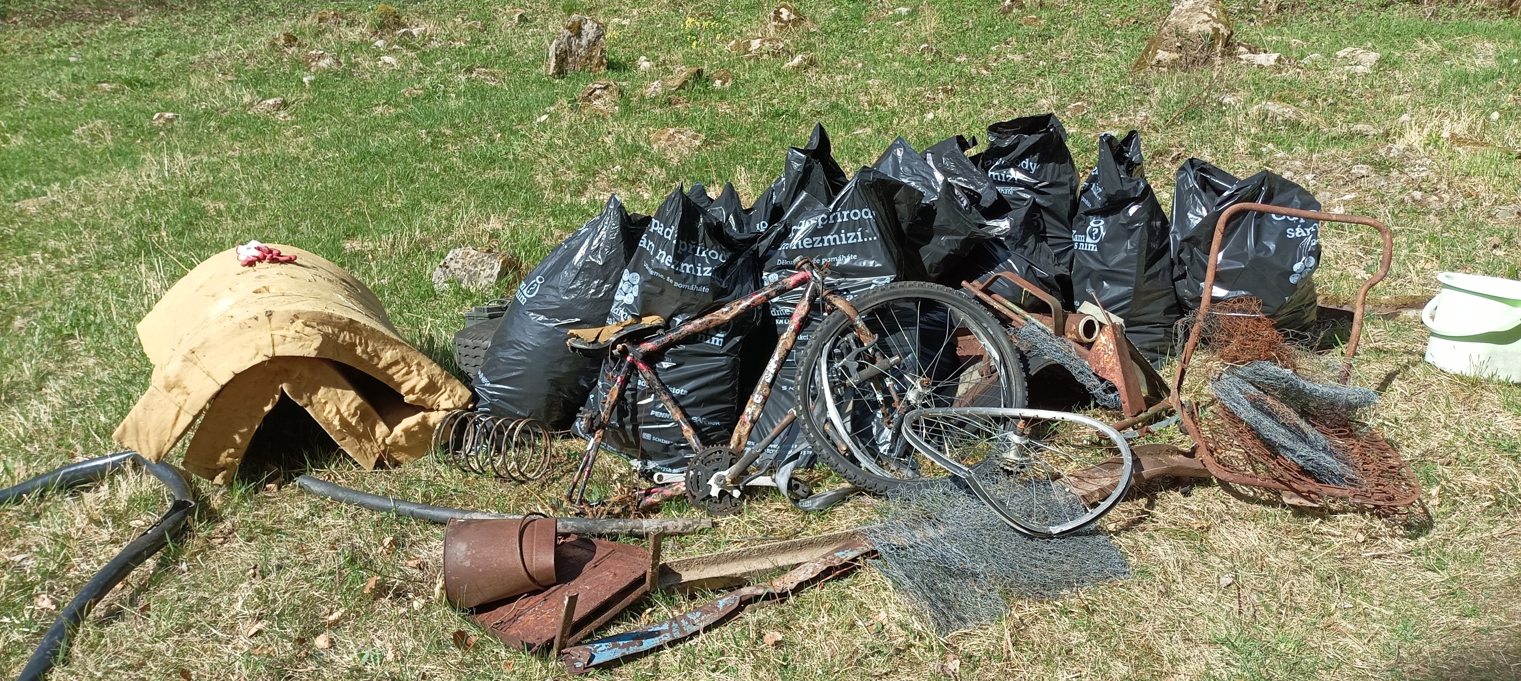 Odpadky vysbírané v PP Výří vrch v roce 2024.
